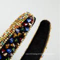 UNIQ Padded Crystal Headbands for Women Colorful Rhinestone Embellished Hairband Wide Bejewelled Velvet Headbands